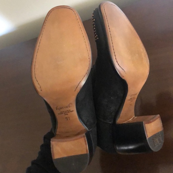 Rocco P Black Suede Lace up pumps w gold studs - Picture 6 of 7